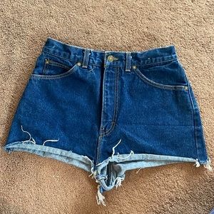 High waisted blue Jean shorts